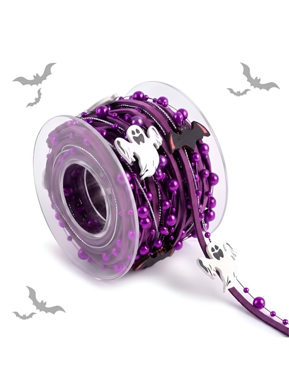 Halloween Ghost Ribbon Trim,Glitter Garland for Wreath Party Decor